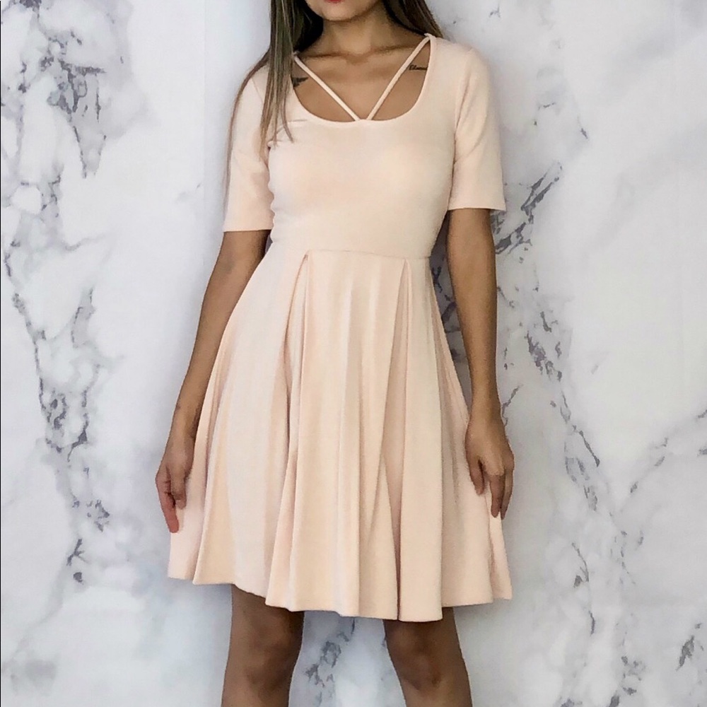 Peach Pink Flared Dress - Picture 2 of 3